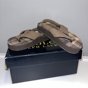 Ralph Lauren Tan Plaid Toddler Sandals size 5